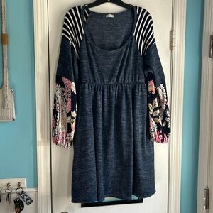 Navy boho sweater dress